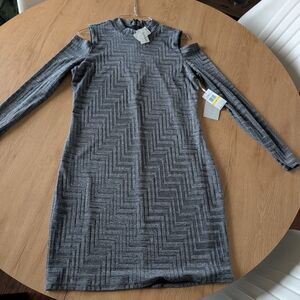 1. State Gray Long Sleeve Chevron Dress